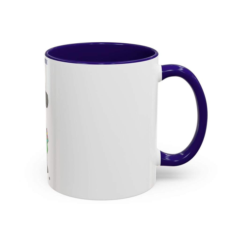 Blue Horse Cartoon Mug — Colorful 11oz/15oz Coffee Cup with Green Hoodie Graphic
